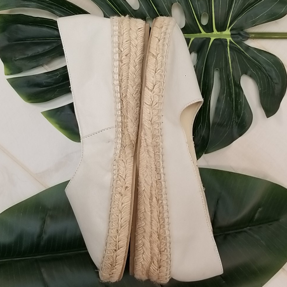 Zara Basic Collection Bone Leather Jute Wedges 10 - image 3